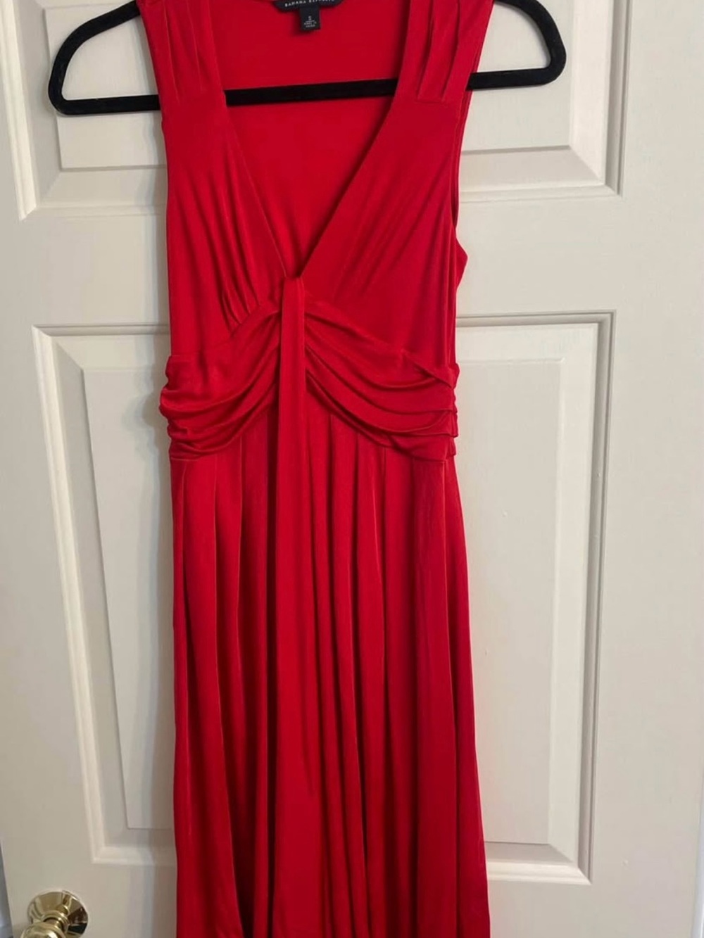 Banana Republic Red V-Neck Twist-Front Maxi Dress